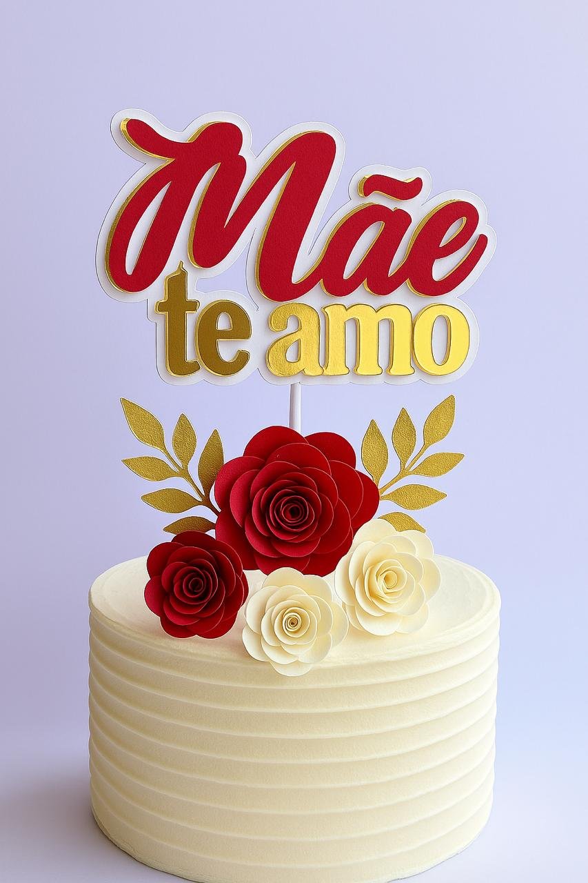 2025 - CRIS - 8-MÃE TE AMO Arquivo Topo de Bolo Dia das Mães - Imagem 1