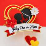 Arquivo Topo de Bolo Feliz Dia das Mães coração