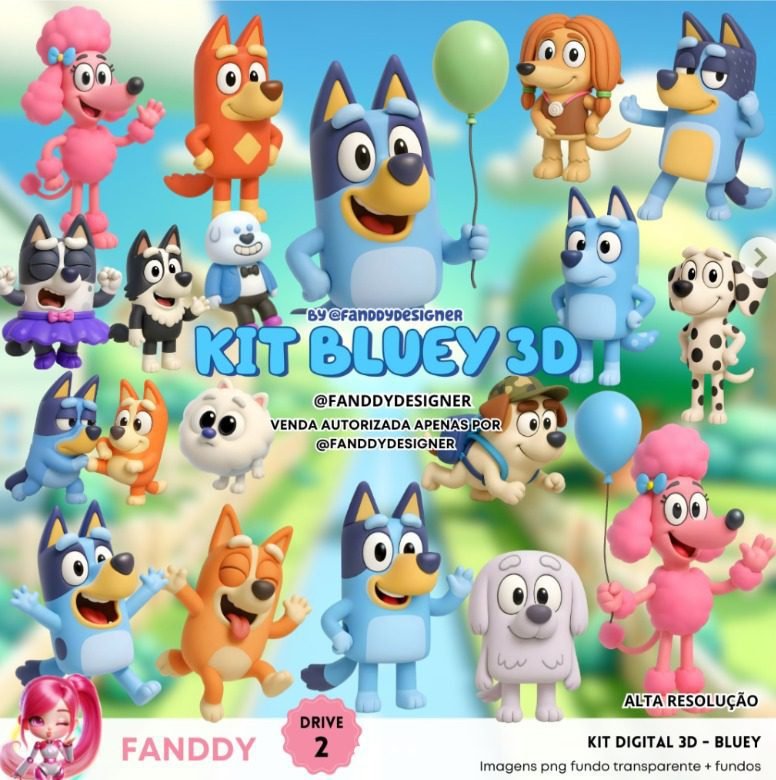 002 - BLUEY 3D Kit Digital Bluey 3D - Imagem 1