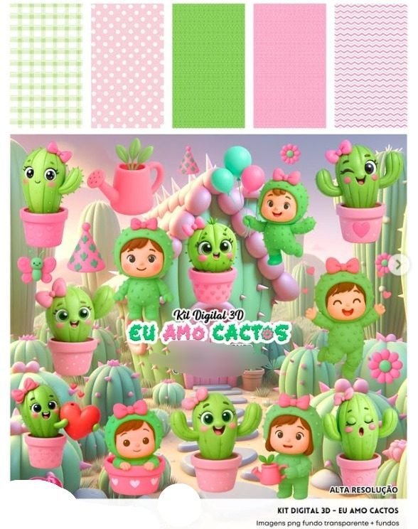 020 - EU AMO CACTOS 3D Kit Digital EU AMO CACTOS 3D - Imagem 1