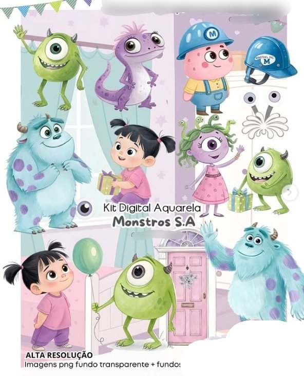 024 - MONSTROS SA AQUARELA Kit Digital MONSTROS SA AQUARELA - Imagem 1