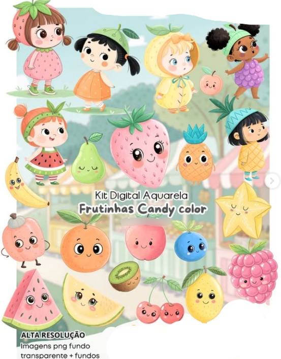 031 - FRUTINHAS CANDY COLOR Kit Digital FRUTINHAS CANDY COLOR - Imagem 1