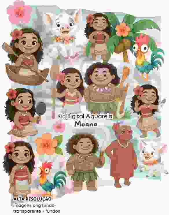 032 - MOANA AQUARELA Kit Digital MOANA AQUARELA - Imagem 1