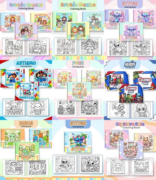 1 Arquivo Combo Livros de Colorir 1.0 - 31 TEMAS - Imagem 1