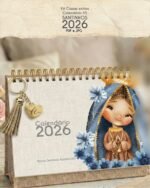 Arquivo Kit com 12 Capas para Calendários de Mesa A5 2026 Santinhos - Imagem 3