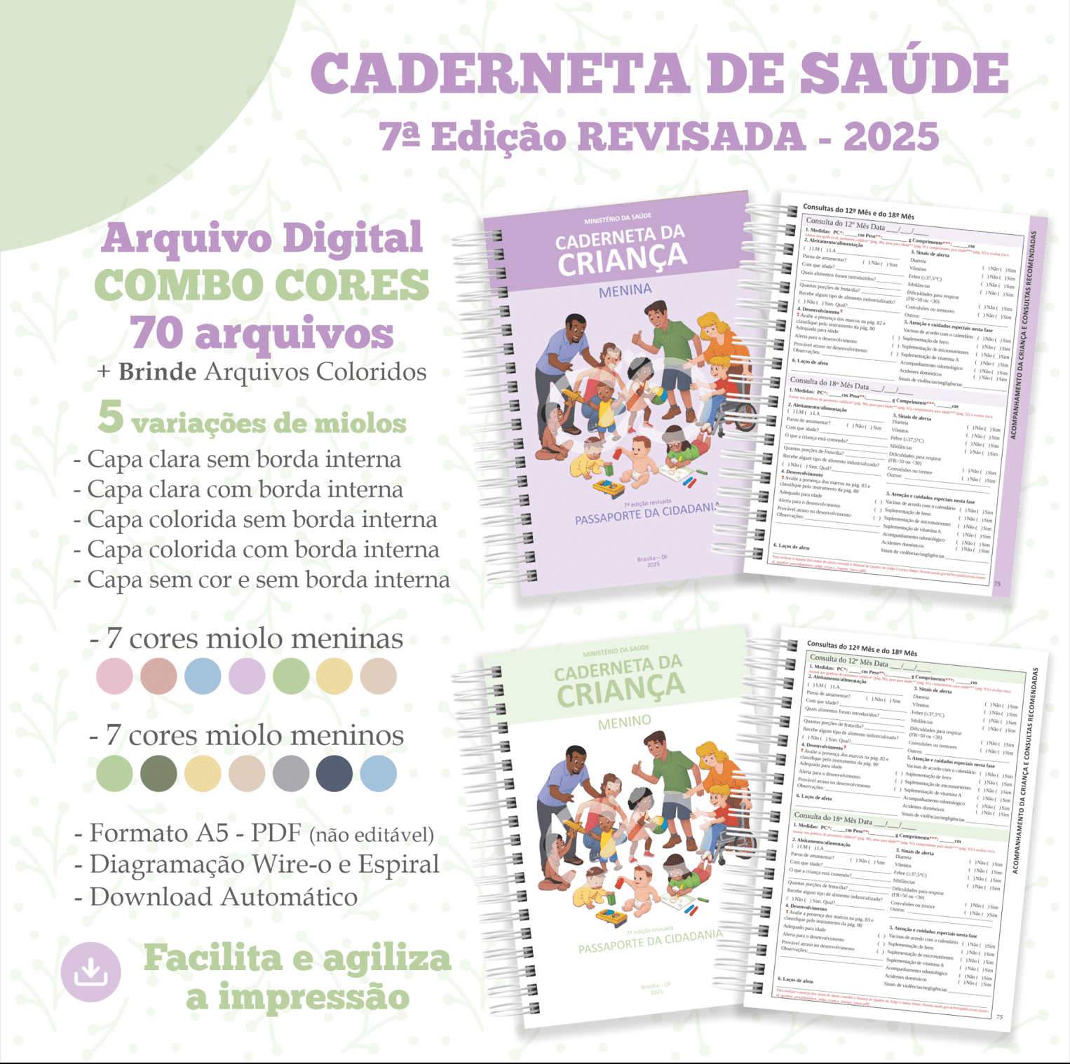 1-ATUAL CADERNETA REVISADA 7 COMBO CLEAN 70 CORES CLEAN Arquivo Caderneta Revisada Combo 70 Cores Clean - Imagem 1