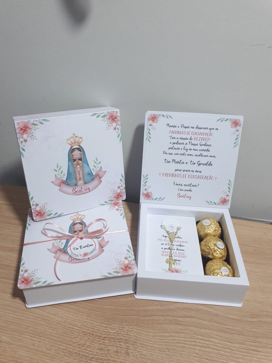 1 - CONVITE PADRINHOS nossa senhora aparecida Arquivo Convite Padrinhos Nossa Senhora Terço e Doces - Imagem 1