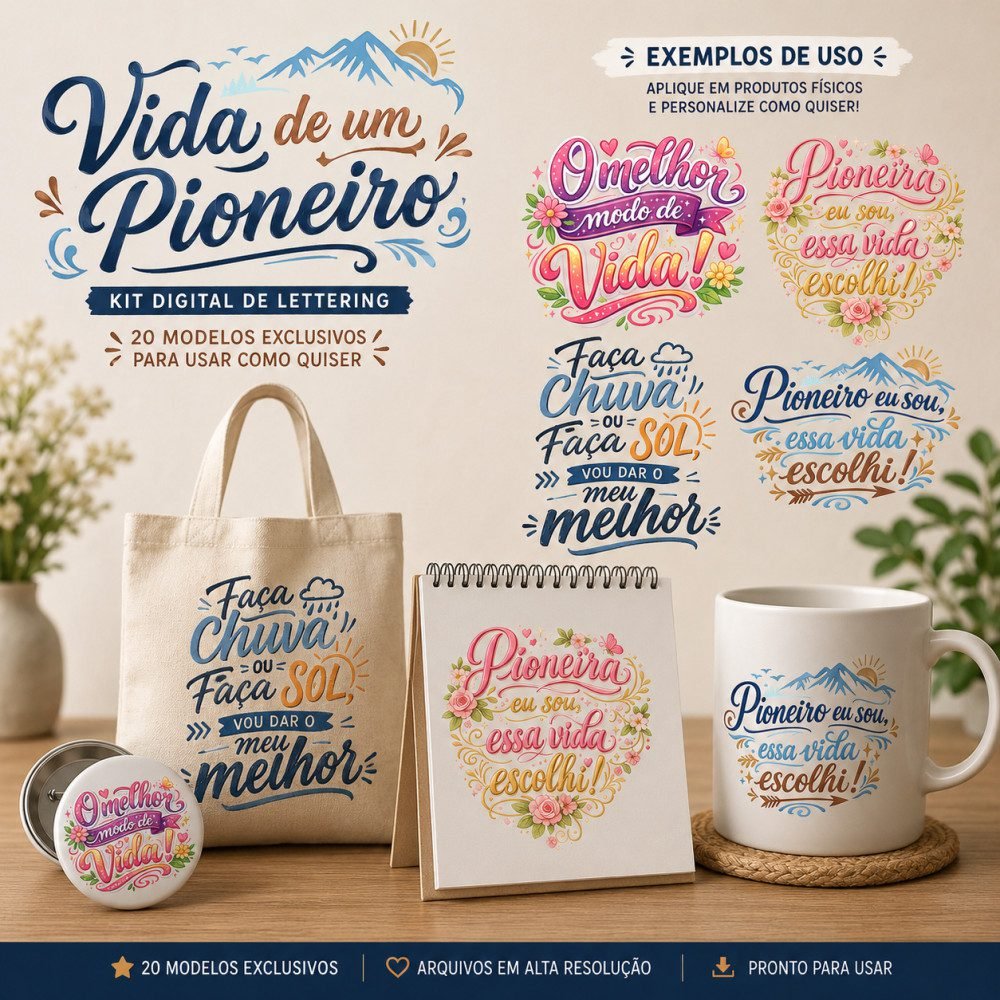 1-KIT DIGITAL LETTERING - VIDA DE UM PIONEIRO Kit Digital Lettering Vida de um Pioneiro - Imagem 1