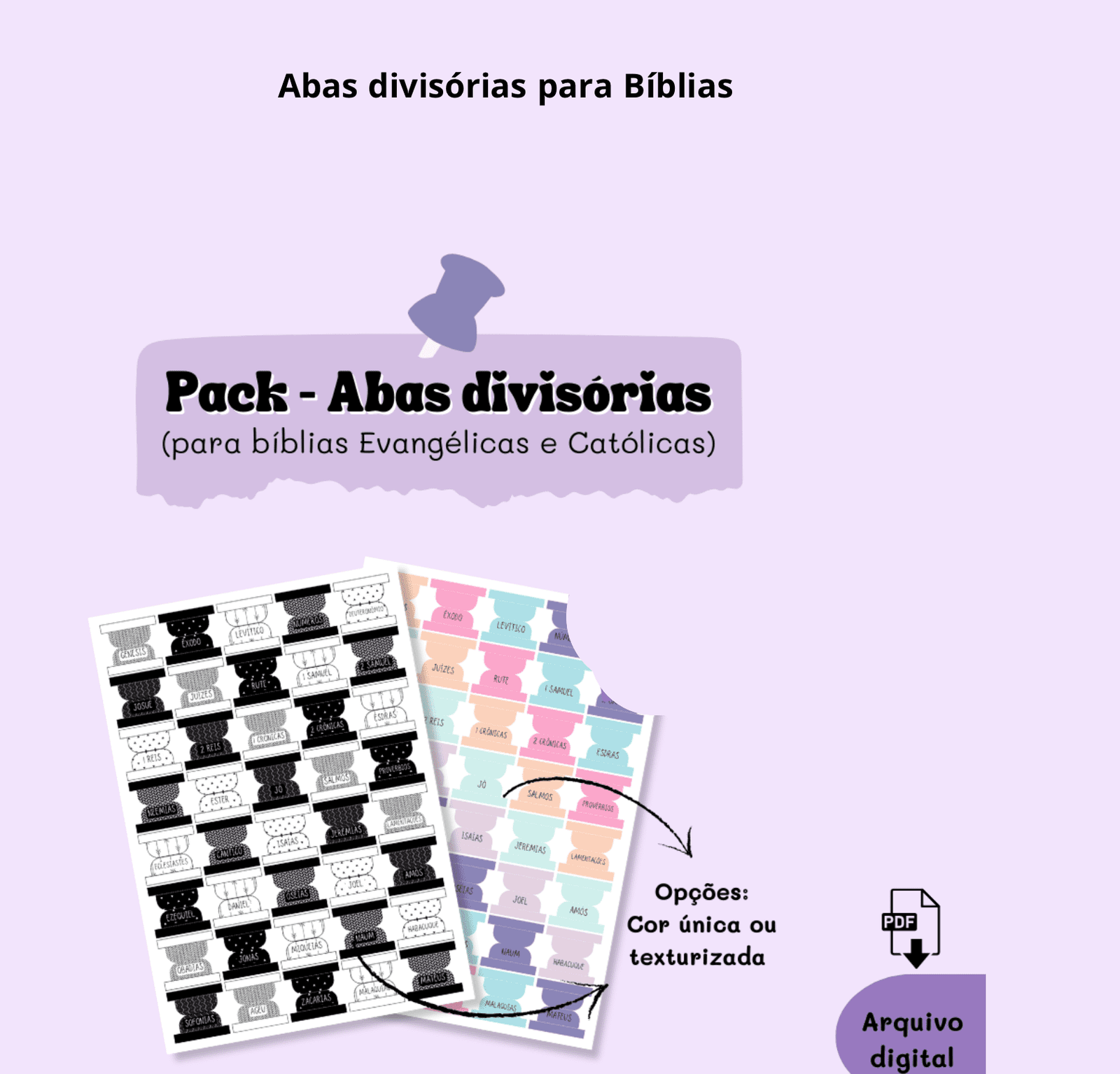 1-Pack - Abas divisórias (para bíblias Evangélicas e Católicas) Arquivo Pack Abas Divisórias ( para Bíblias Evangélicas e Católicas) - Imagem 1
