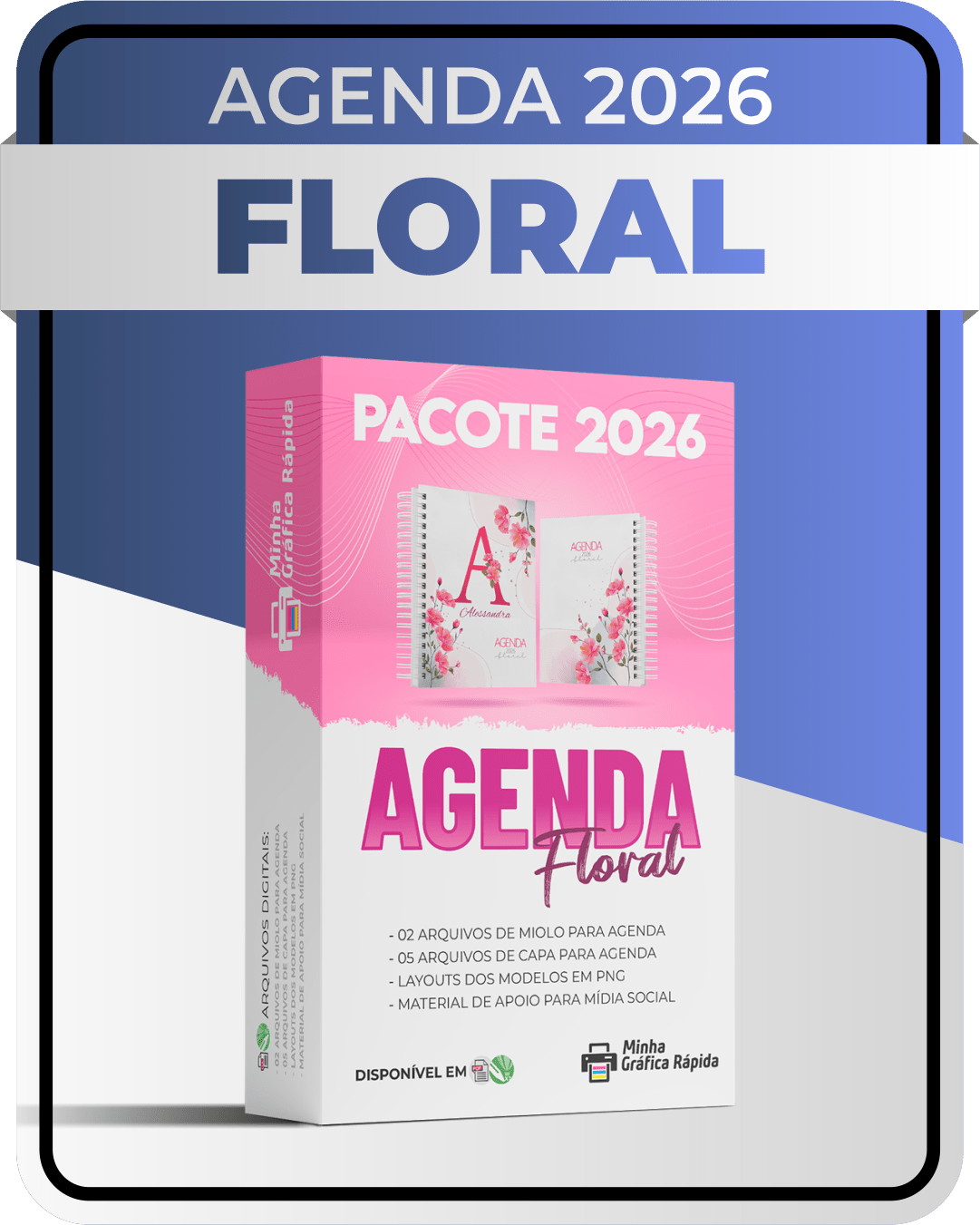 10-Miolo de Agenda FLORAL 2026 Arquivo Miolo de Agenda Floral 2026 - Imagem 1