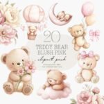 Kit Digital Ursinho de Pelúcia Rosa Blush