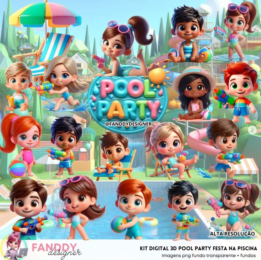 109 - POOL PARTY KIDS Kit Digital POOL PARTY KIDS - Imagem 1