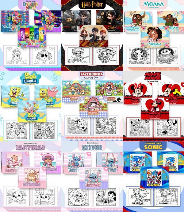 11111 Arquivo Combo Livros de Colorir 2.0 - 32 TEMAS - Imagem 1