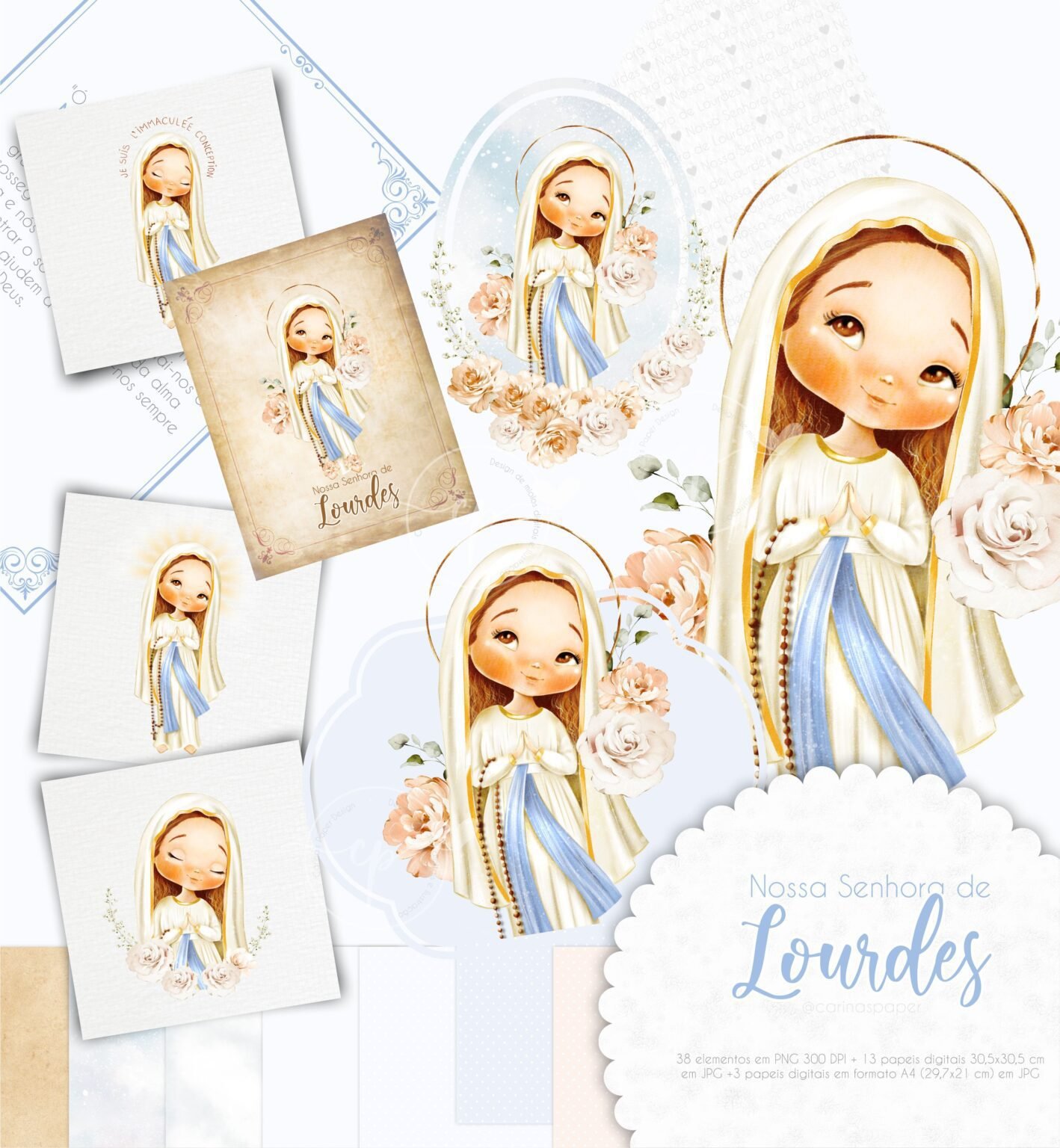 13 - Kit Digital Nossa Senhora de Lourdes (Santinhos) Kit Digital Nossa Senhora de Lourdes - Imagem 1