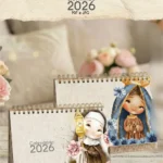 Arquivo Kit com 12 Capas para Calendários de Mesa A5 2026 Santinhos