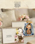 Arquivo Kit com 12 Capas para Calendários de Mesa A5 2026 Santinhos