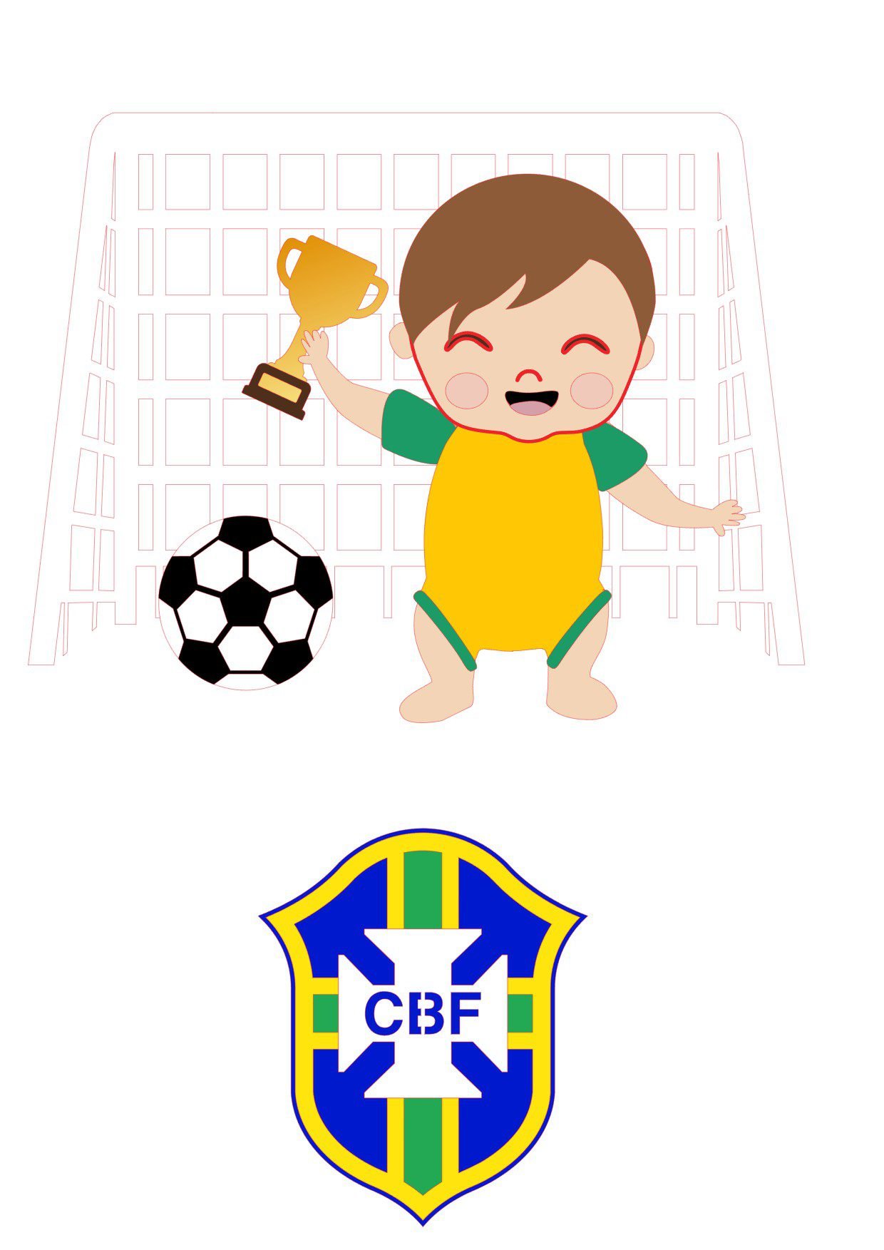 15 - Topos BB Copa Arquivo Topo Copa do Mundo Menino Trave - Imagem 1