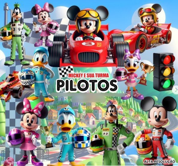 177 - MICKEY PILOTO Kit Digital Mickey e Amigos Pilotos Corrida - Imagem 1