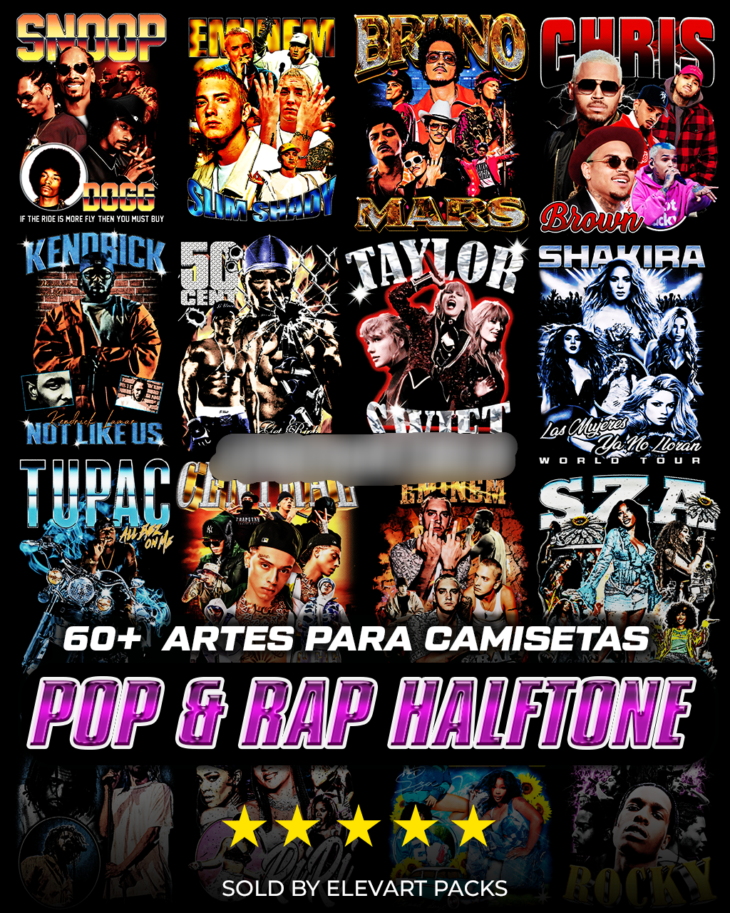 2-PACK POP E RAP HALFTONE Arquivo 60+ Designs Pop & Rap Halftone - Imagem 1