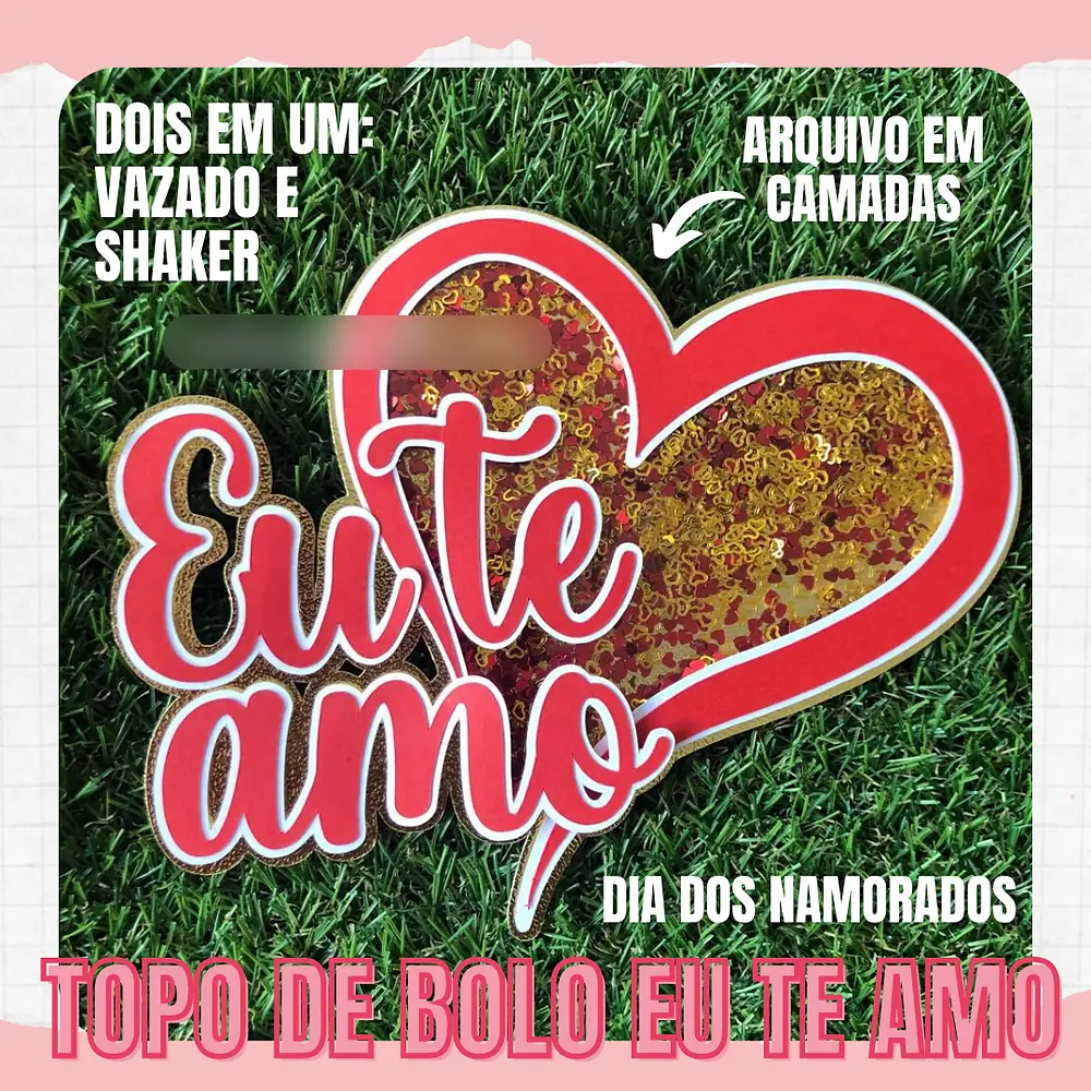 2023 - DICAS DE PAPELEIRA - Topo Eu te Amo Arquivo Topo Namorados Eu te amo Coração - Imagem 1
