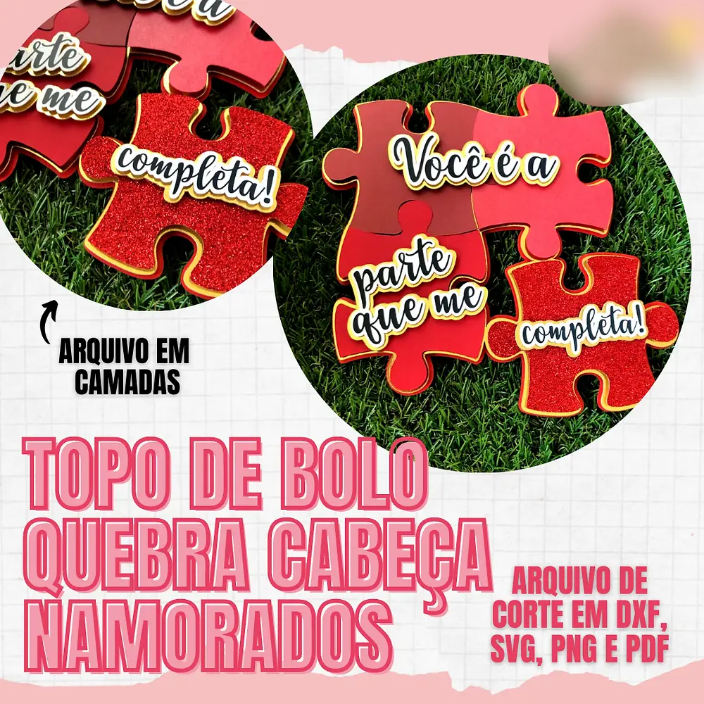 2023 - DICAS DE PAPELEIRA - Topo Quebra Cabeça Arquivo Topo Namorados Quebra Cabeça - Imagem 1