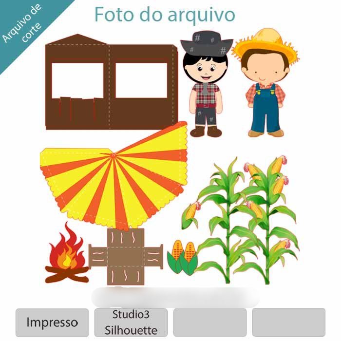 2023 - TOPPO E CORTE - Festa Junina Barraquinha Menino Arquivo Topo Festa Junina Meninos Milho - Imagem 1