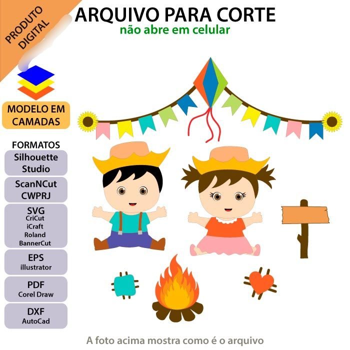 2023 - TOPPO E CORTE - Festa Junina Bebês Balão Arquivo Topo Festa Junina Bebês - Imagem 1