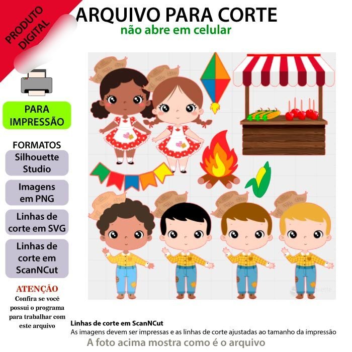 2023 - TOPPO E CORTE - Festa Junina Casal Cute Arquivo Topo Festa Junina Meninos e Meninas - Imagem 1