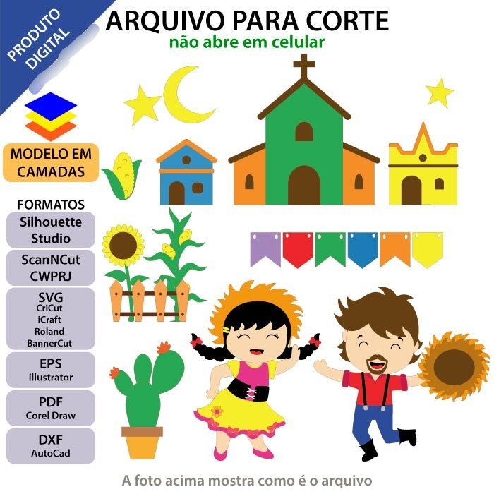 2023 - TOPPO E CORTE - Festa Junina Casal Dançando Arquivo Topo Festa Junina Casal Caipira - Imagem 1