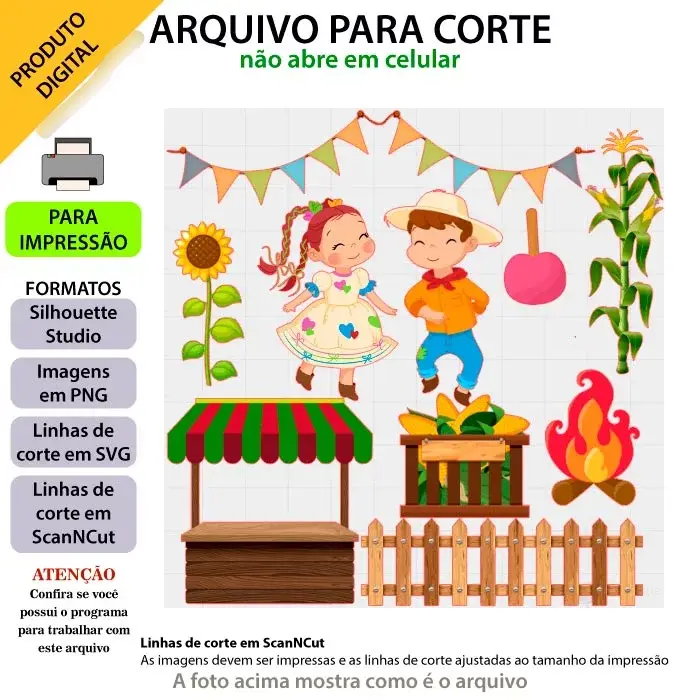 2023 - TOPPO E CORTE - Festa Junina Casal Impresso Arquivo Topo Festa Junina Casal - Imagem 1