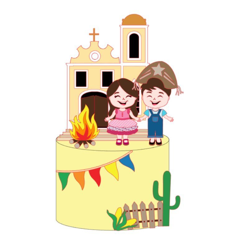 2023 - Topo casal junino patamar Jessica Medeiros artepapierpro Arquivo Topo Festa Junina Casal Igreja - Imagem 1
