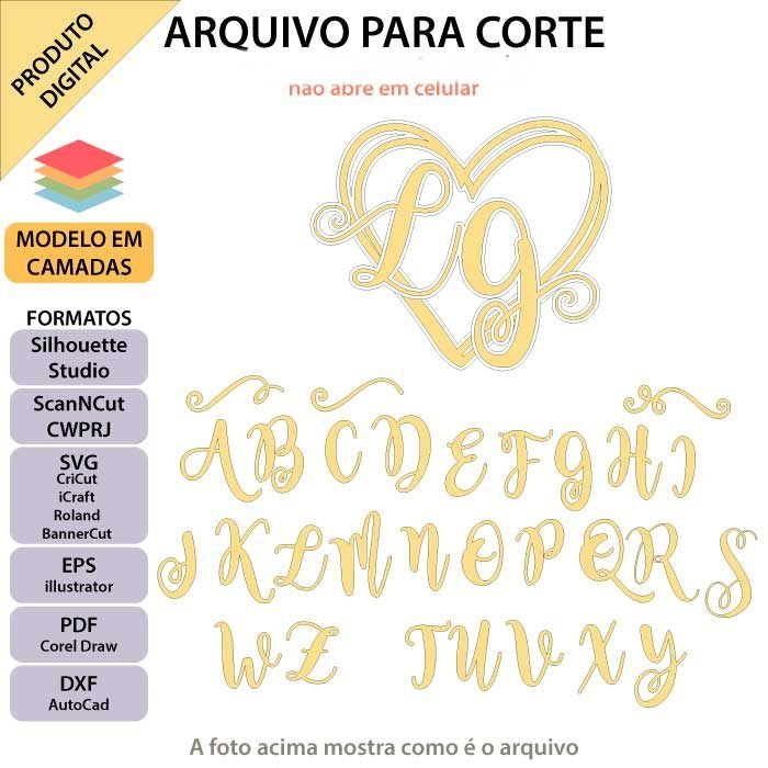 2024 - ALFABETO COM CORAÇÃO Arquivo Topo Namorados Coração Alfabeto - Imagem 1
