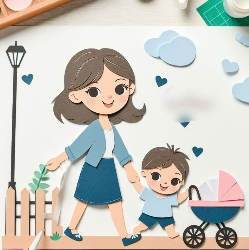 2024 - MÃE E FILHO EMPURRANDO CARRINHO - MEU CANTINHO Arquivo Topo Mãe Menino Carrinho - Imagem 1