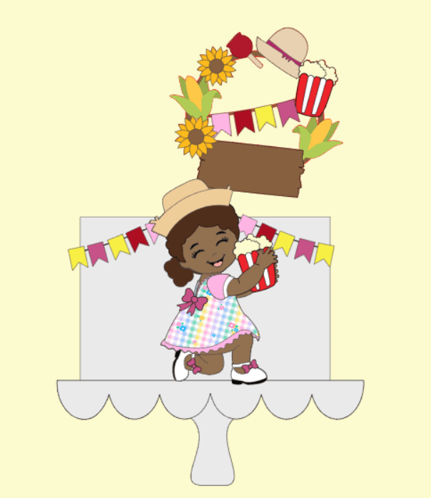 2025 - ELAFAZPRAVC - BEBE CACHEADA COM PIPOCA Arquivo Topo Festa Junina Menina Pipoca - Imagem 1
