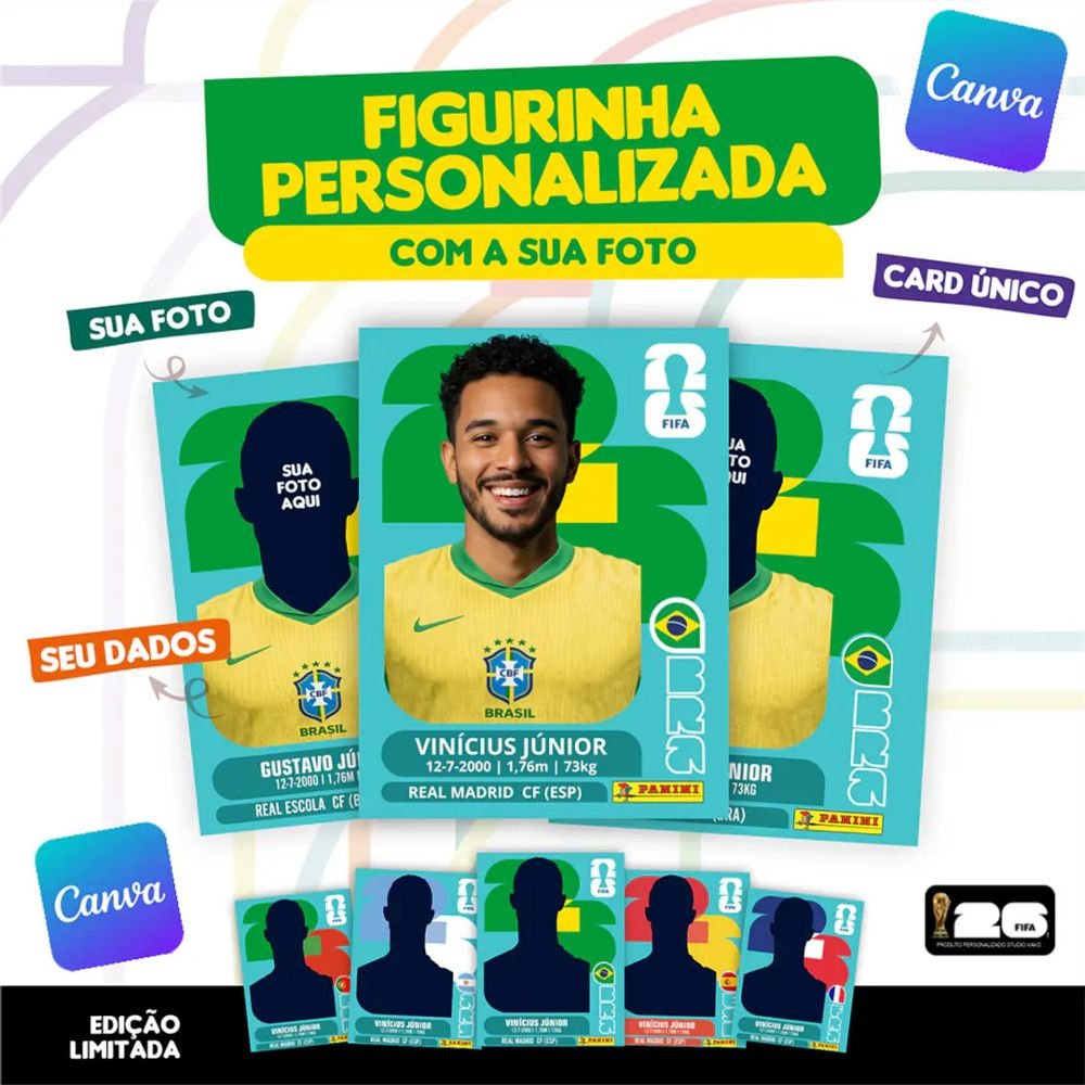 21 - Figurinhas da Copa Personalizável Arquivo Copa do Mundo Figurinhas Personalizáveis - Imagem 1