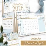 Arquivo Floral Azul Calendários 2026