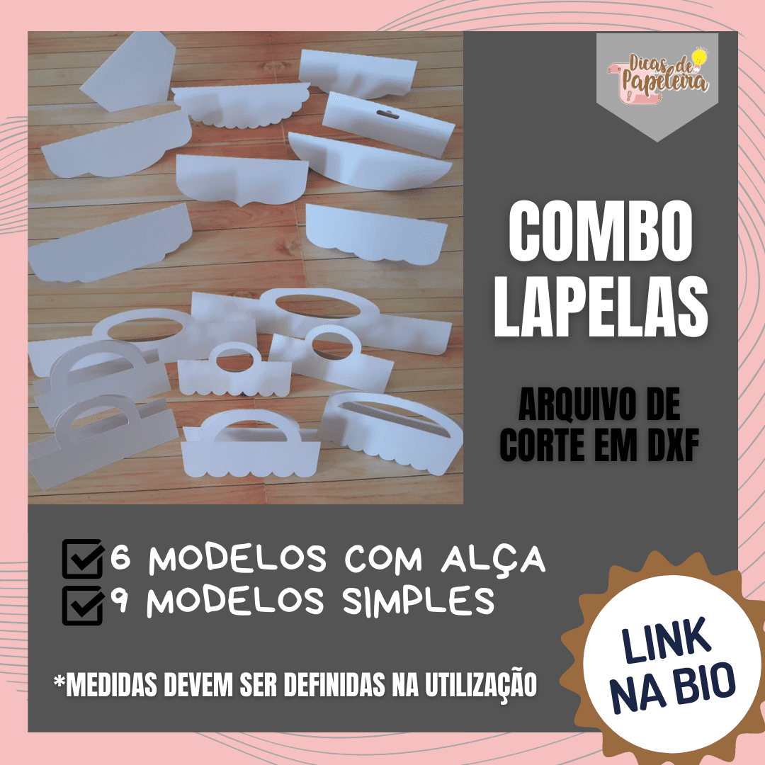 3 - Combo Lapelas - Simples e com alça Arquivo de corte combo lapelas - Imagem 1