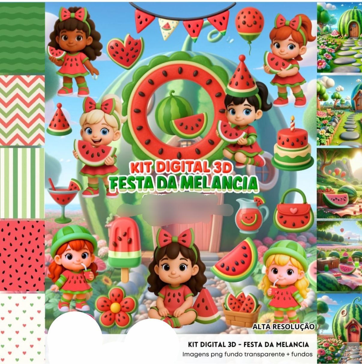 35-FESTA DE MELANCIA 3D Kit Digital FESTA DE MELANCIA 3D - Imagem 1