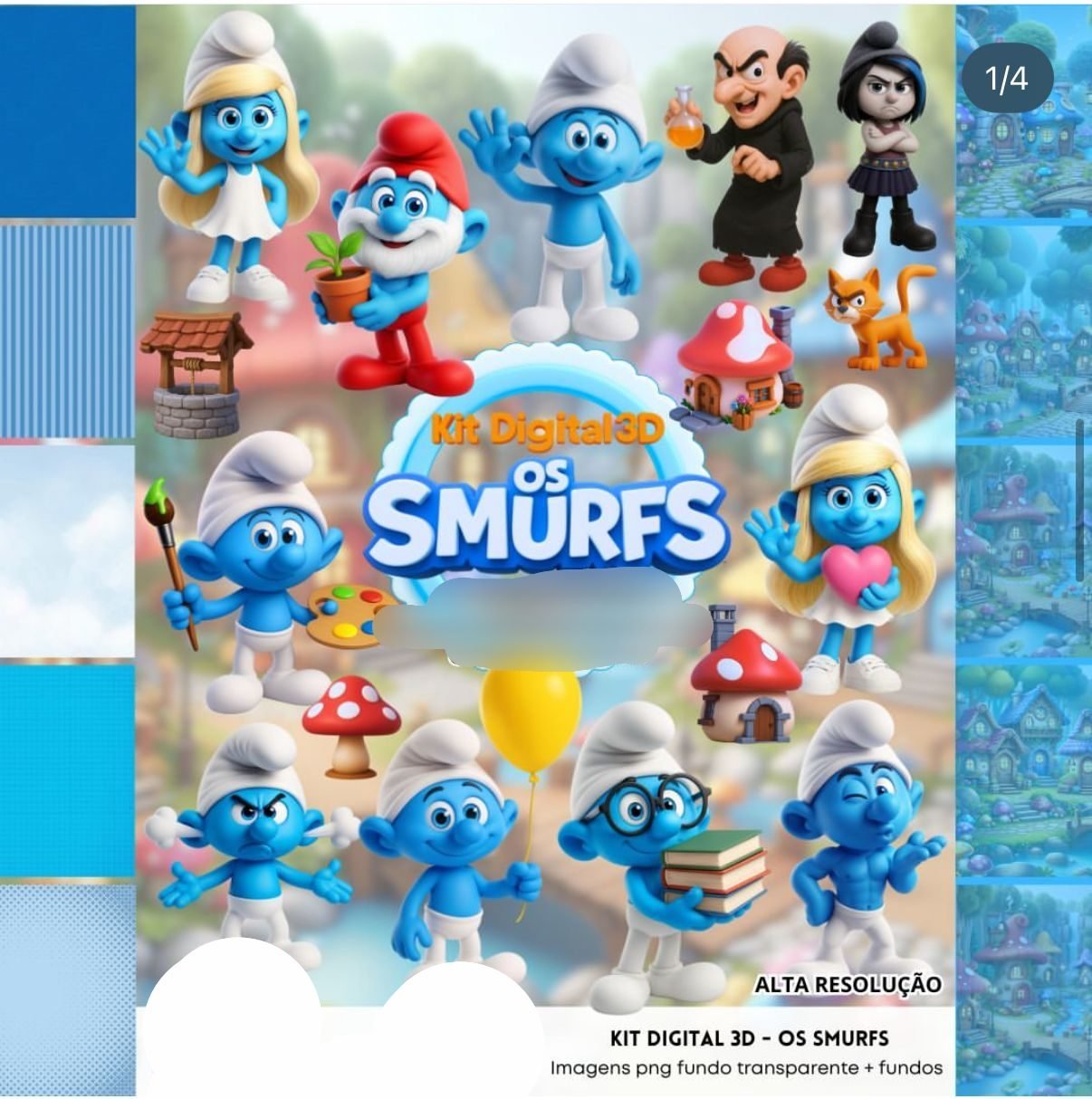 37-OS SMURFS 3D Kit Digital OS SMURFS 3D - Imagem 1
