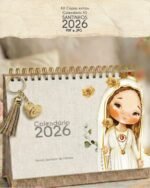 Arquivo Kit com 12 Capas para Calendários de Mesa A5 2026 Santinhos - Imagem 5