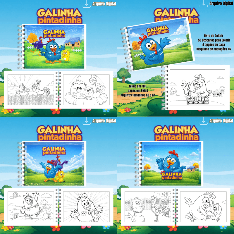 4-Livro de Colorir Galinha Pintadinha Arquivo Livro de Colorir Galinha Pintadinha - Imagem 1