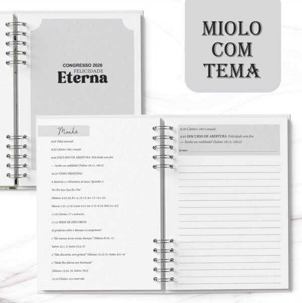 40-Caderno Congresso 2026 Felicidade Eterna MASCULINO COM TEMA Arquivo Caderno Congresso 2026 Felicidade Eterna Masculino com Tema - Imagem 1
