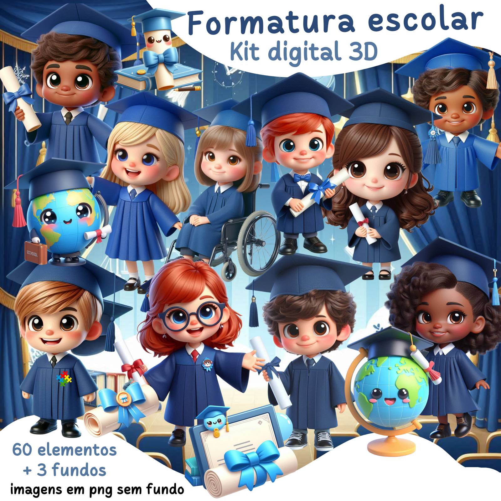 43 - Formatura escolar 3D Kit Digital Formatura - Imagem 1