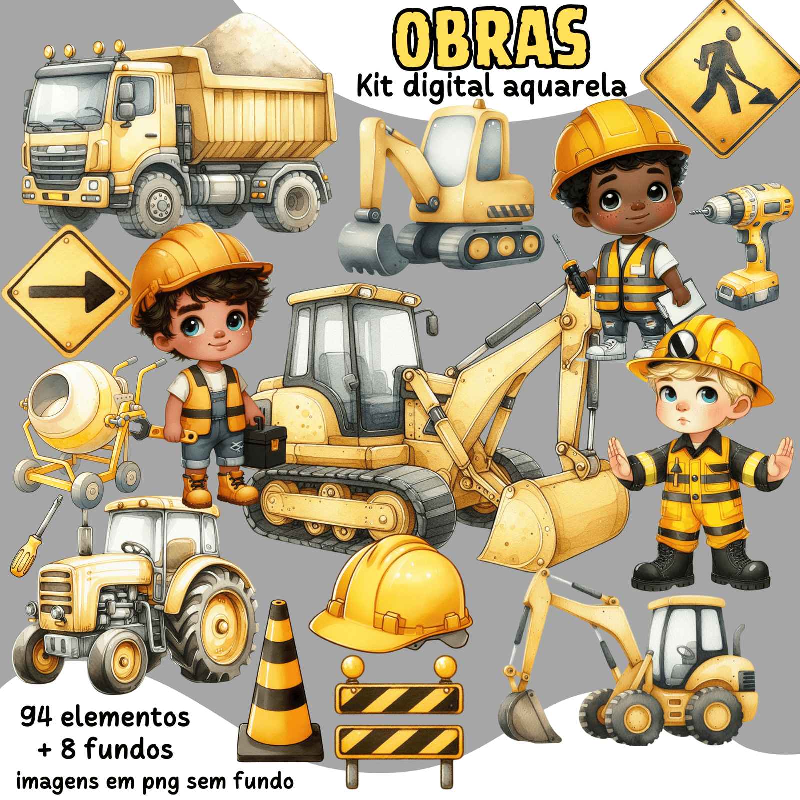 46 - Obras aquarela Kit Digital Obras aquarela - Imagem 1