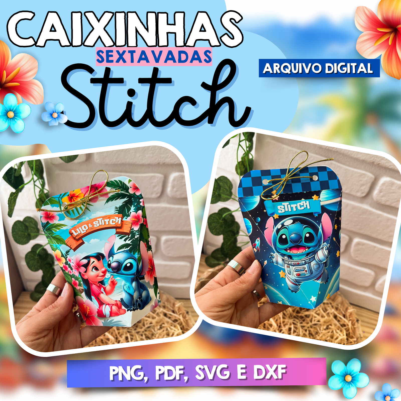 5 - CAIXINHAS SEXTAVADAS STITCH Arquivo Caixinha Sextavada Stitch - Imagem 1