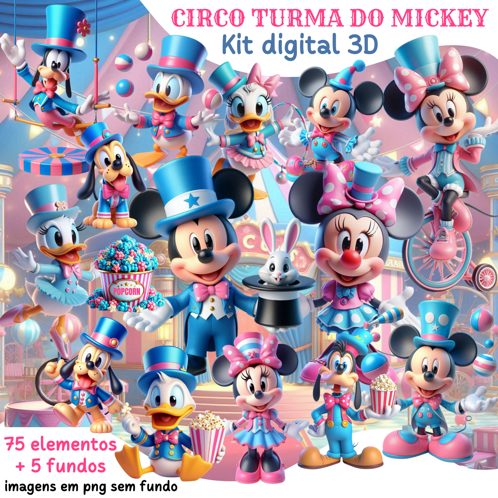 50 - Circo turma do Mickey 3D Kit Digital Turma do Mickey Circo 3D - Imagem 1