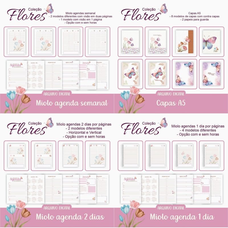 6-Combo Completo - Coleção Flores Arquivo Combo Completo Coleção Flores - Imagem 1