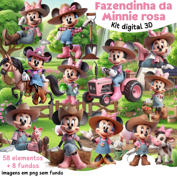 66 - Fazendinha da Minnie rosa Kit Digital Fazendinha da Minnie Rosa - Imagem 1