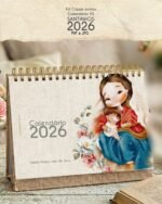 Arquivo Kit com 12 Capas para Calendários de Mesa A5 2026 Santinhos - Imagem 2