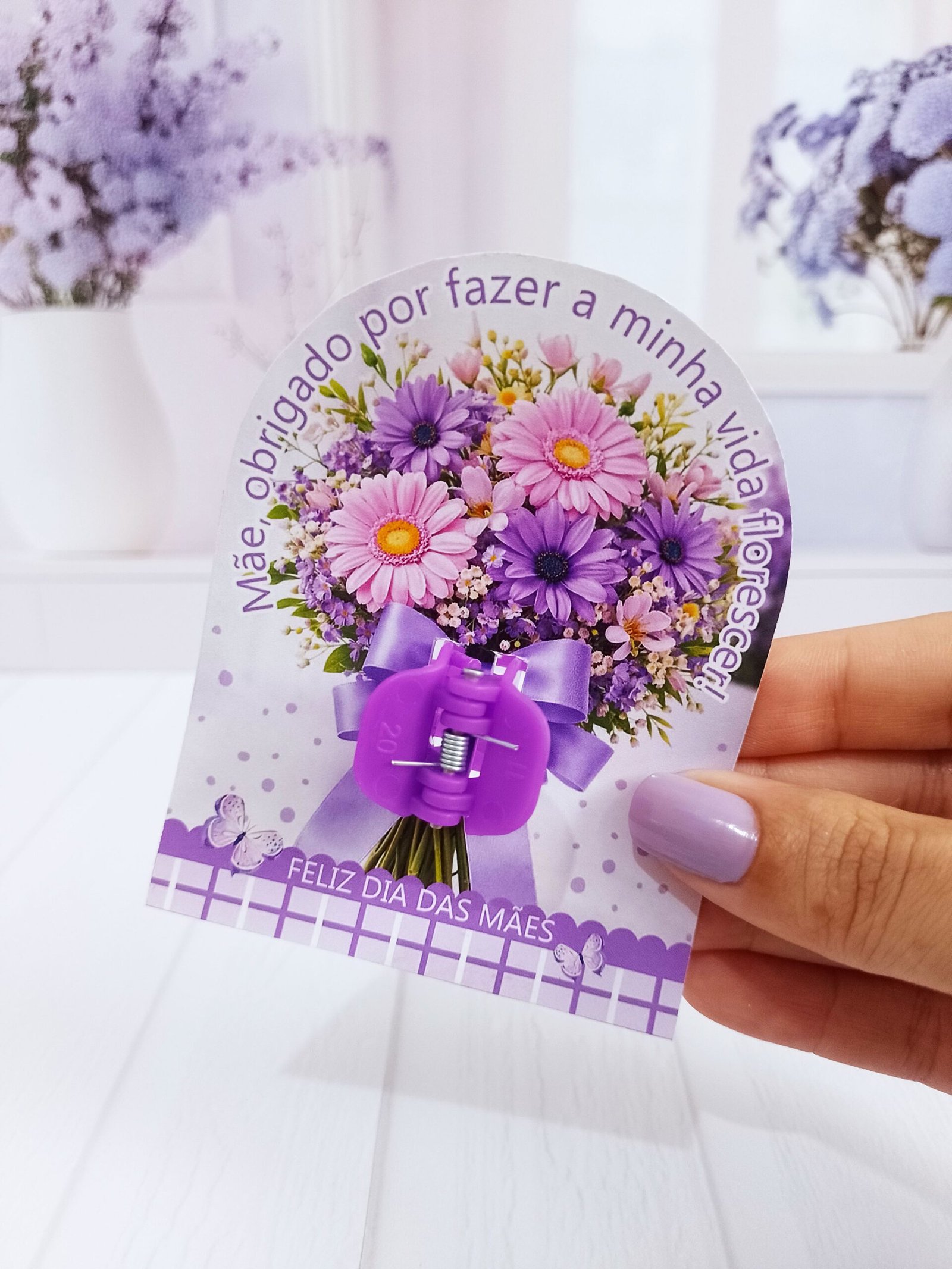 7-Card Presilha de Cabelo Arquivo Dia das Mães Card Presilha de Cabelo - Imagem 1